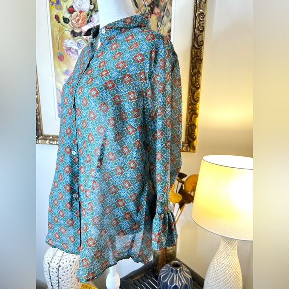 Gretchen Scott Priss Blouse-Sundial Olive Large - Picture 4 of 11